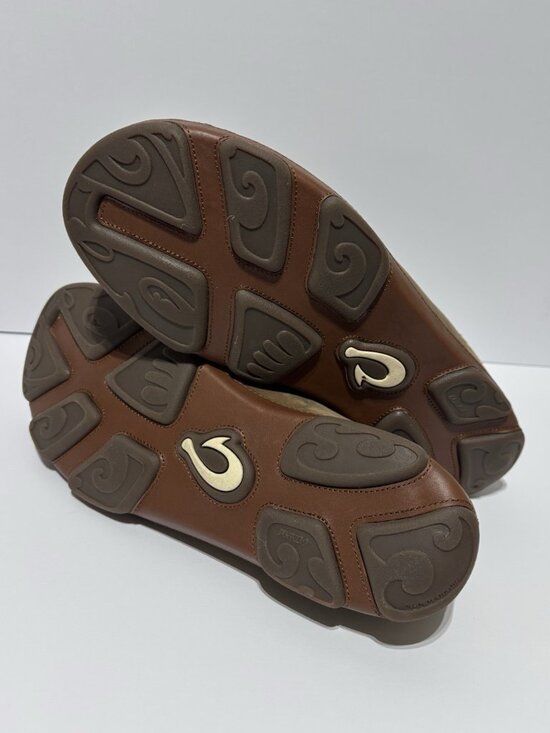 Olukai Men’s Moloa Brown Leather Slip-On Shoes, Size 13 M